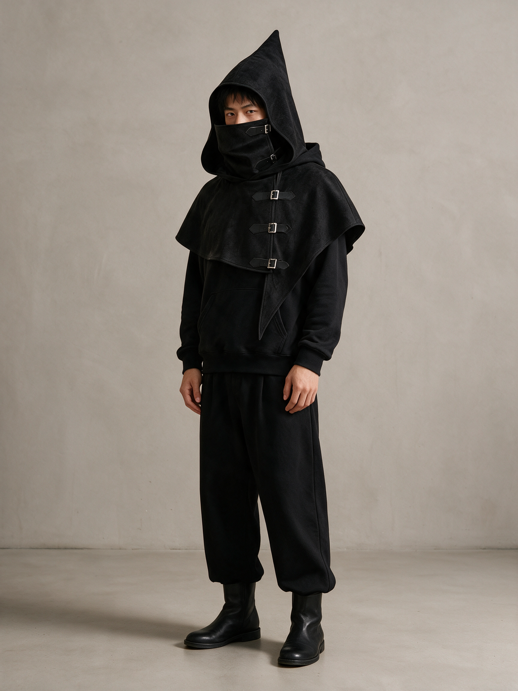 MINO Buckle Cape, on model