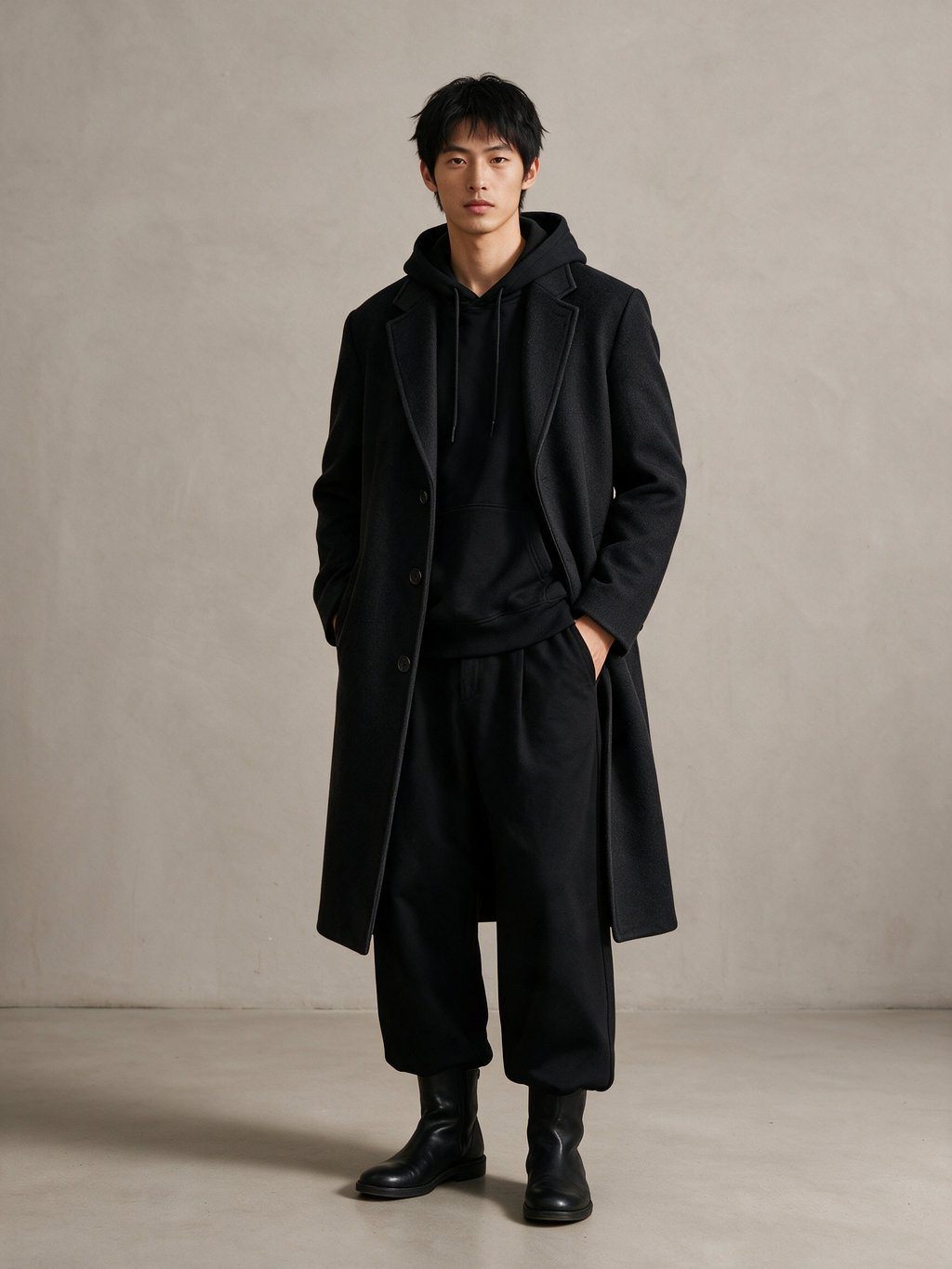 YORU Long Coat, on model